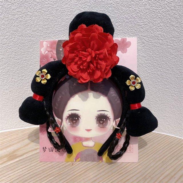 Diadema de rejilla de estilo chino para Año Nuevo, tocado de princesa de estilo palaciego, borla de flor de mariposa antigua, bandera para la cabeza