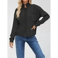 thumbnail image 3 of Womens Button Down Cardigan Sweaters Open Front Stand Collared Fall Fashion 2025 V Neck Outerwear Sweater Jacket Black S, 3 of 4