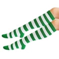thumbnail image 2 of Ljudmp Women's Men's Christmas Knee High Sock Festive Xmas Costume Striped Socks Long Stocking For Unisex Christmas GiftsA1 Green&White, 2 of 2