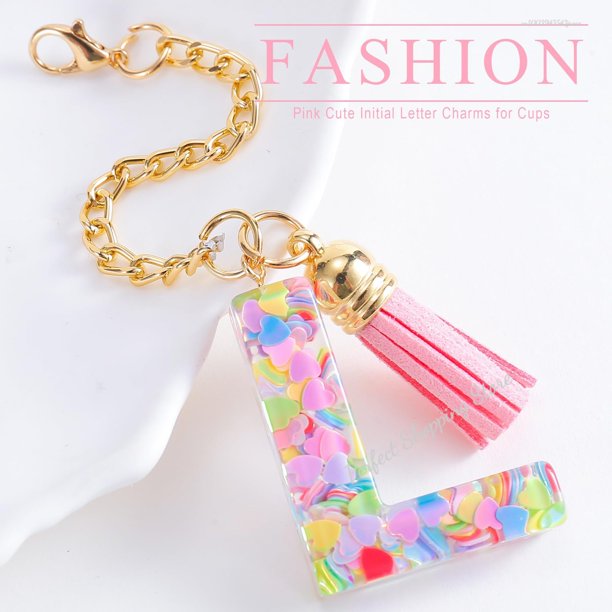 pieza de dije de letra para accesorios de Stanley Cup, lindo llavero con inicial, dije de manija para vaso Stanley para mujeres y niñas