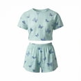 thumbnail image 4 of Fengactive Womens Cherry Print Lounge Set Pointelle Top and Elastic Shorts Summer Sleepwear, 4 of 5