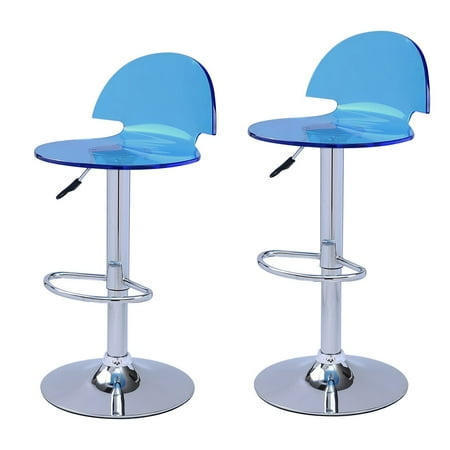 Adeco Blue Acrylic Hydraulic Lift Adjustable Barstools (Set of 2)