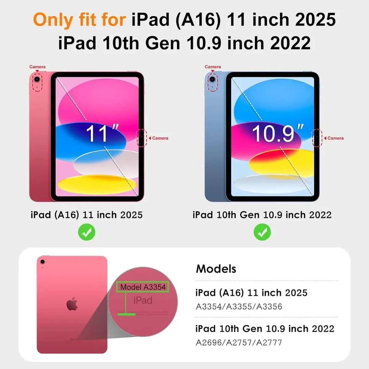 New Tablet Case for Ipad (A16) 11Inch 2025 10Th Generation 10.9Inch Clear Back TPU Shockproof Protector Cover with Pencil Holder