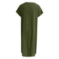 thumbnail image 4 of Women Fashion Long Dress Solid Round Neck Pocket Pleated Short Sleeve Dress Woman's Casual Dresses Causal Maxi Dresses for Women Woman Tan Dress Easter Dresses for Women plus Size Maxi Dresses for, 4 of 6
