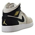 thumbnail image 3 of Air Jordan 1 Mid BG Big Kids Shoes Light Bone/Metallic Gold/Black 554725-023, 3 of 6