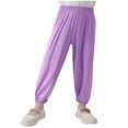 thumbnail image 2 of NAISIBABY Girls Jogger Pants 8 T, Elastic Waist Loose Cotton Solid Color Casual Comfy Pants Purple(2-12T), 2 of 7