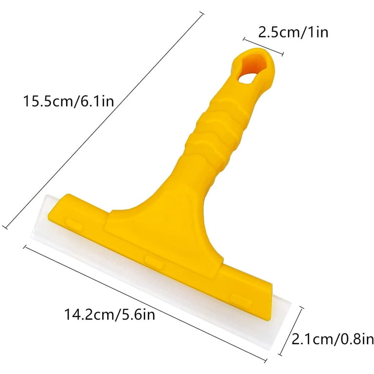 Silicone Blade Small Squeegee, Shower Glass Squeegee, Window Tint Squeegee,  for Window, Bathroom Mirrors, Shower Door and Car Windshield, 5.5x5.5inch,  Yellow 
