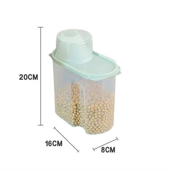 XMMSWDLA Rice Airtight Storage Container, Cereal Dry Food Flour Bin, Pet Dog Cat Food Dispenser with Measuring Cup, BPA Free Clear Plastic Kitchen and Pantry Organization Bin for Sugar, Pasta