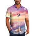 thumbnail image 2 of Blusa y camisa de manga corta con cuello vuelto para hombre, blusa informal de moda con botones estampados, blusa de manga corta con cuello vuelto, blusa de poliéster para hombre, 2 of 6