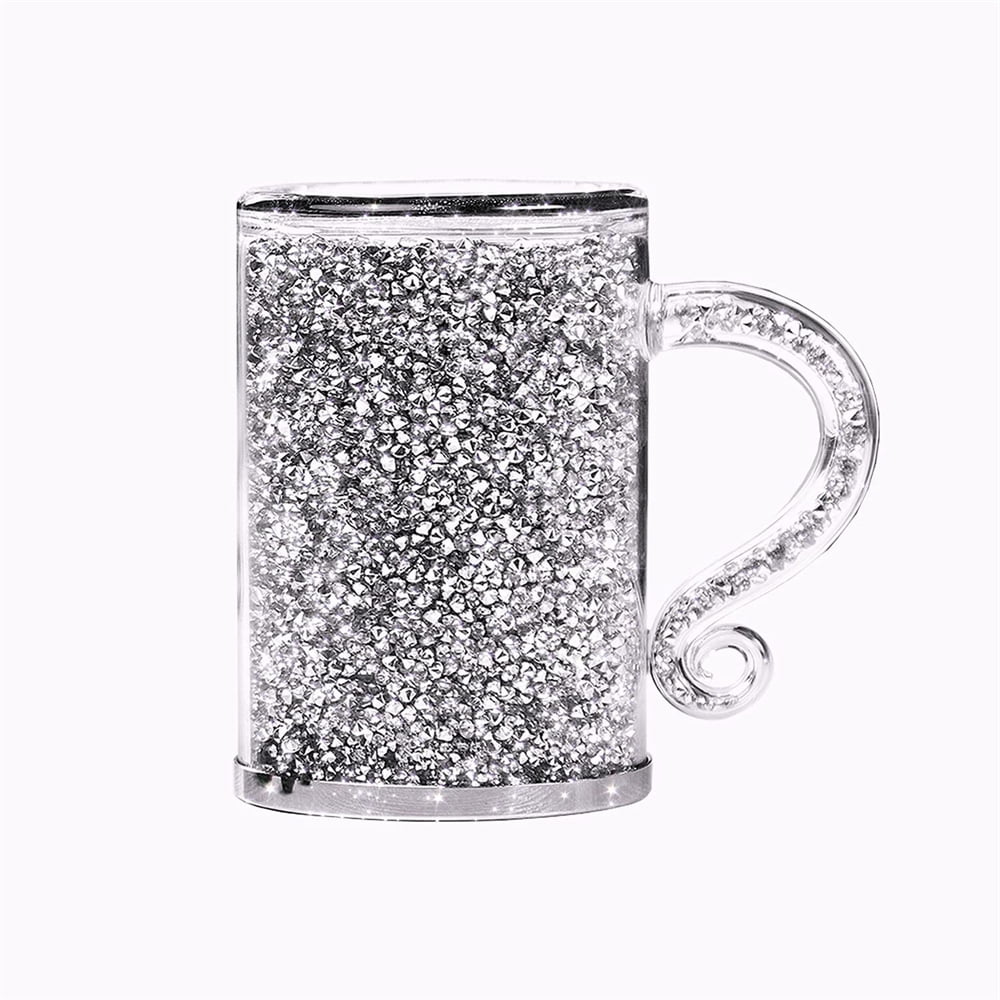 Details about   CRUSHED DIAMOND SILVER CRYSTAL MUGS SET OF 6 