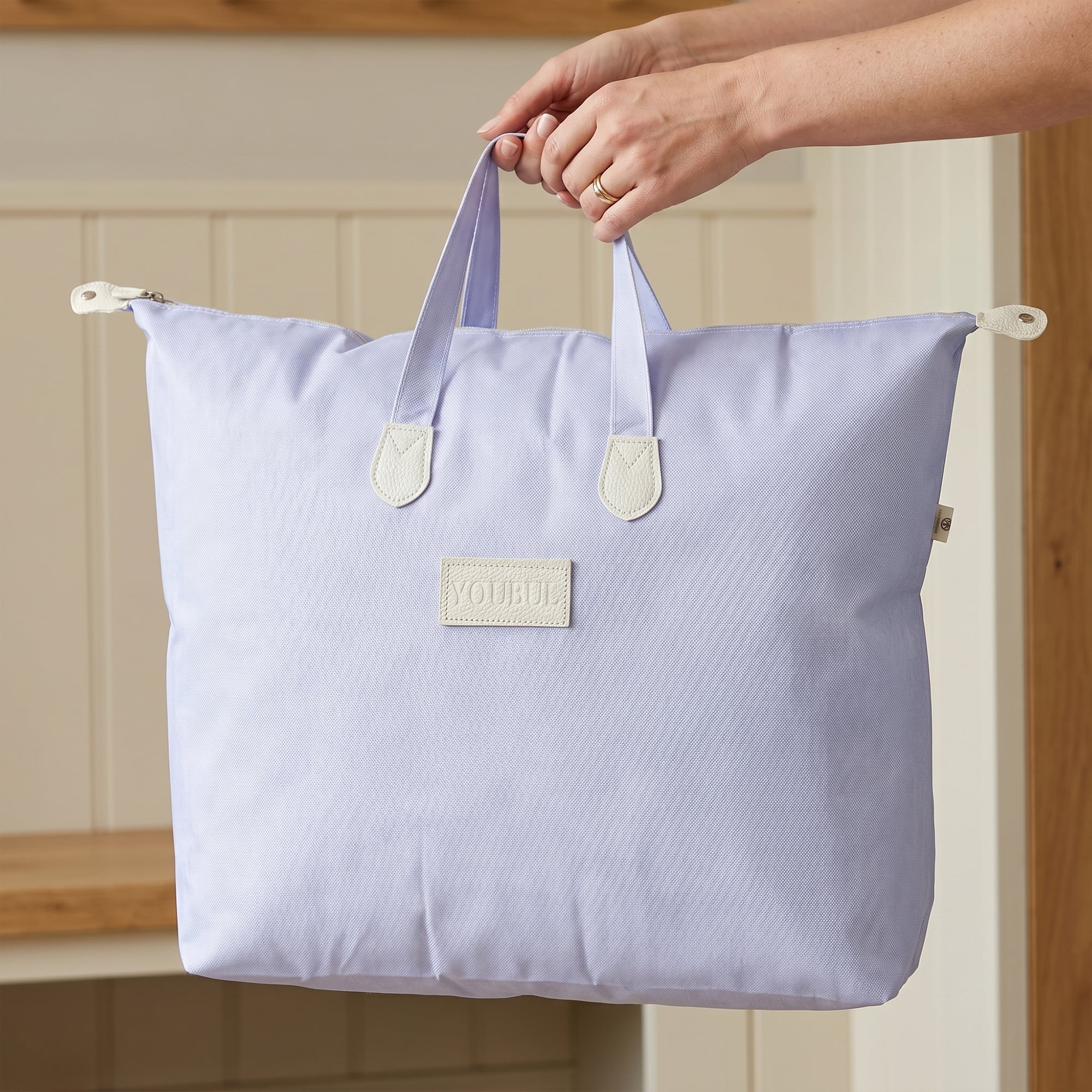 Unique Bargains Foldable Storage Bag for Clothes Organizing Bedroom Blue 20.5"x6.7"x15.7"