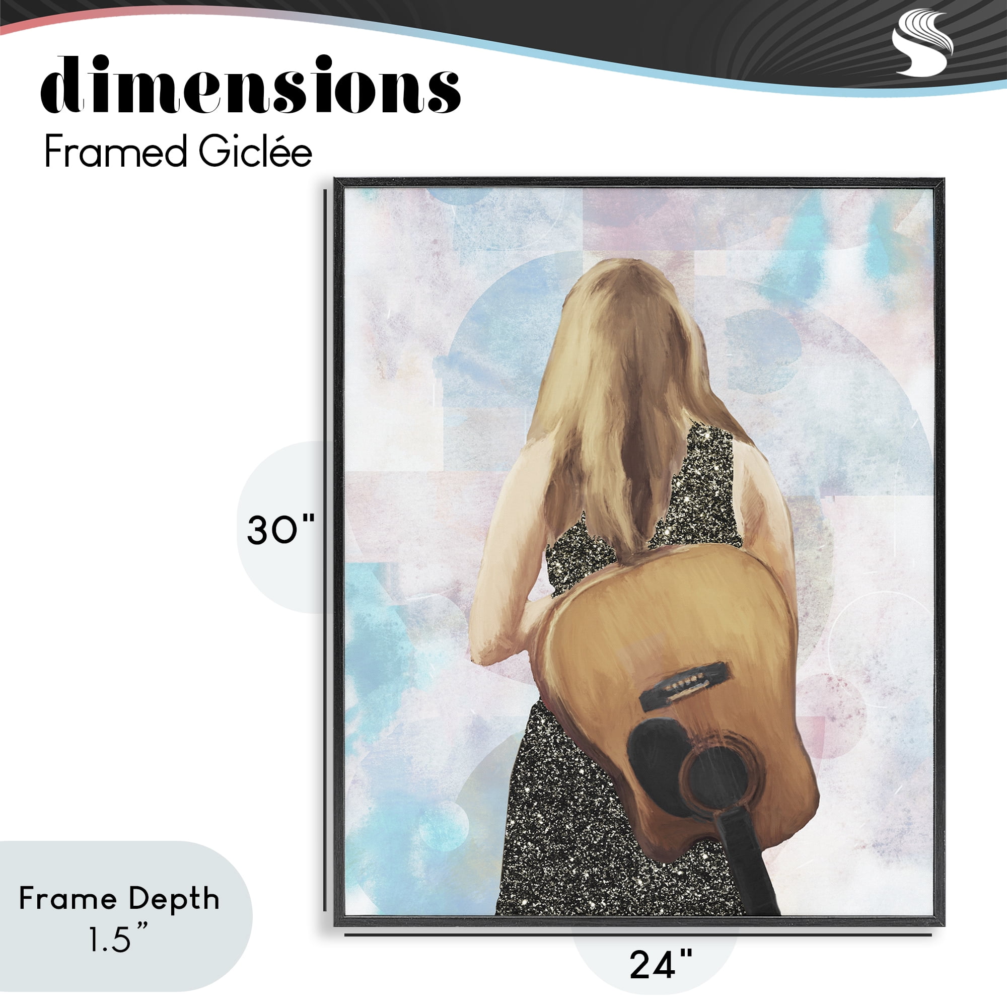 Stupell Industries Dreaming With My Guitar Black Framed Giclee Art, design by Dan Meneely