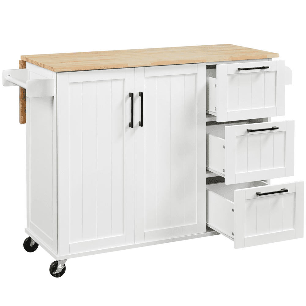 Buy Yaheetech Rolling Kitchen Cart Kitchen Island with Wood Top and
