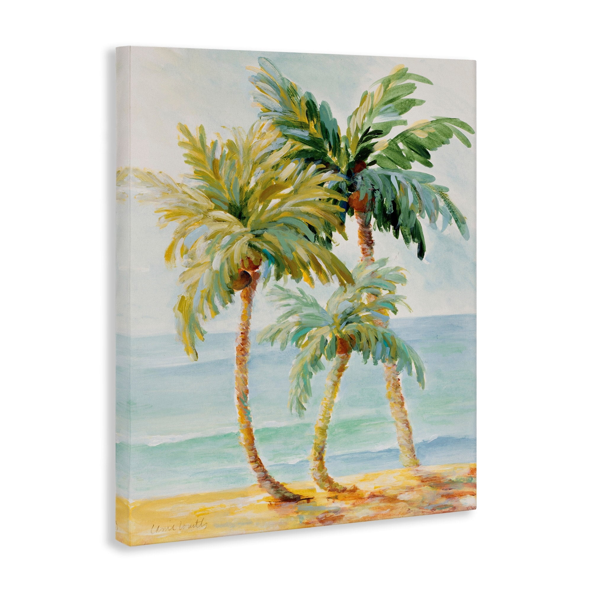 Tropical Palm Trees on Coastal Beach Sand 36 in x 48 in Painting Canvas Art Print, by Stupell Home Décor