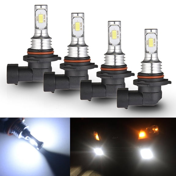 9005 9006 LED Headlights Bulbs 10000K High Low Beam Kit Combo Super White Bright