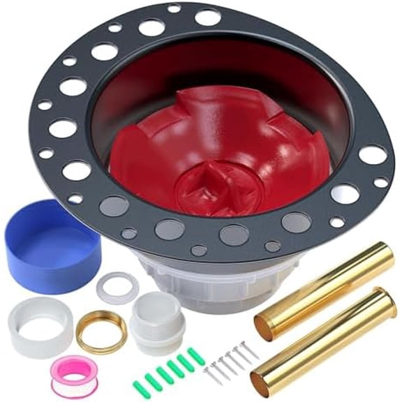 PVC Freestanding Tub Drain Rough-in Kit, Bathtub Drain Kit for Island Bathtubs, PVC Plastic Adapter and Brass Tail Pipes, Compatible with Free Standing Tub Drain, Floor Mounted Bathtubs