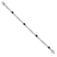 thumbnail image 3 of Gem Stone King 925 Sterling Silver Sky Blue Aquamarine and Blue Sapphire and Lab Grown Diamond Bracelet for Women | 4.23 Cttw | Gemstone March Birthstone | Oval 6X4MM | Length 7.25 inches, 3 of 6