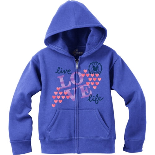 Girls' Print Fleece Full Zip Hoodie
