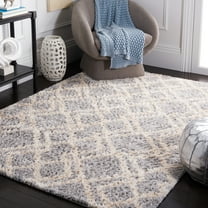 SAFAVIEH Berber Zachary Geometric Shag Area Rug, Gray/Cream, 3'3" x 3'3" Square