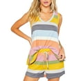thumbnail image 4 of Womens Pajama Shorts Sets Sleeveless Tank Top and Shorts Pj Set Striped Print Loose Soft Sleepwear Casual Plus Size Loungewear Set S-5XL, 4 of 6