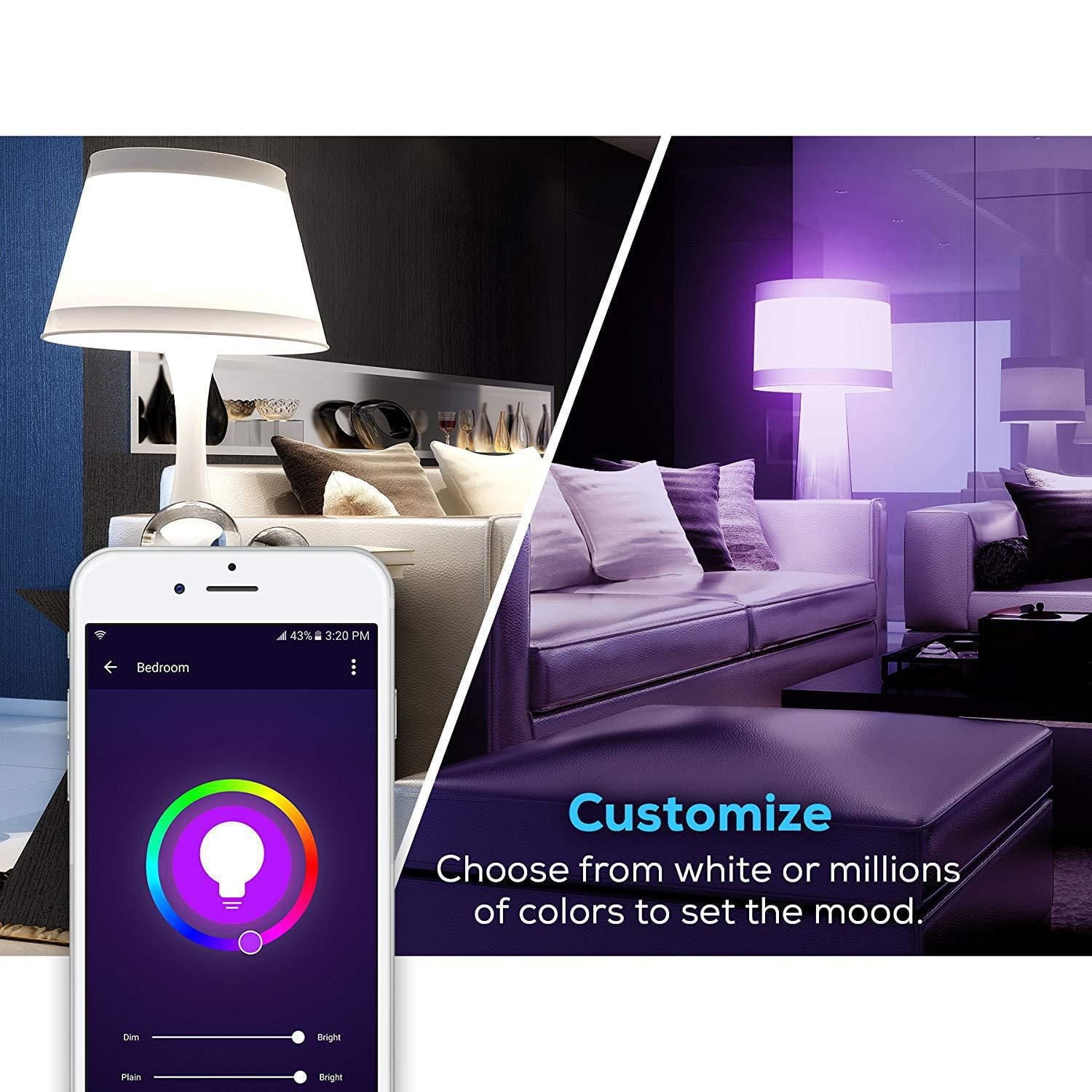 Merkury Smart Wi-Fi LED Bulb Color + White