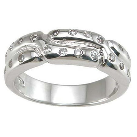 Plutus kkr6616 925 Sterling Silver Rhodium Finish CZ Pave Anniversary Band Size 5