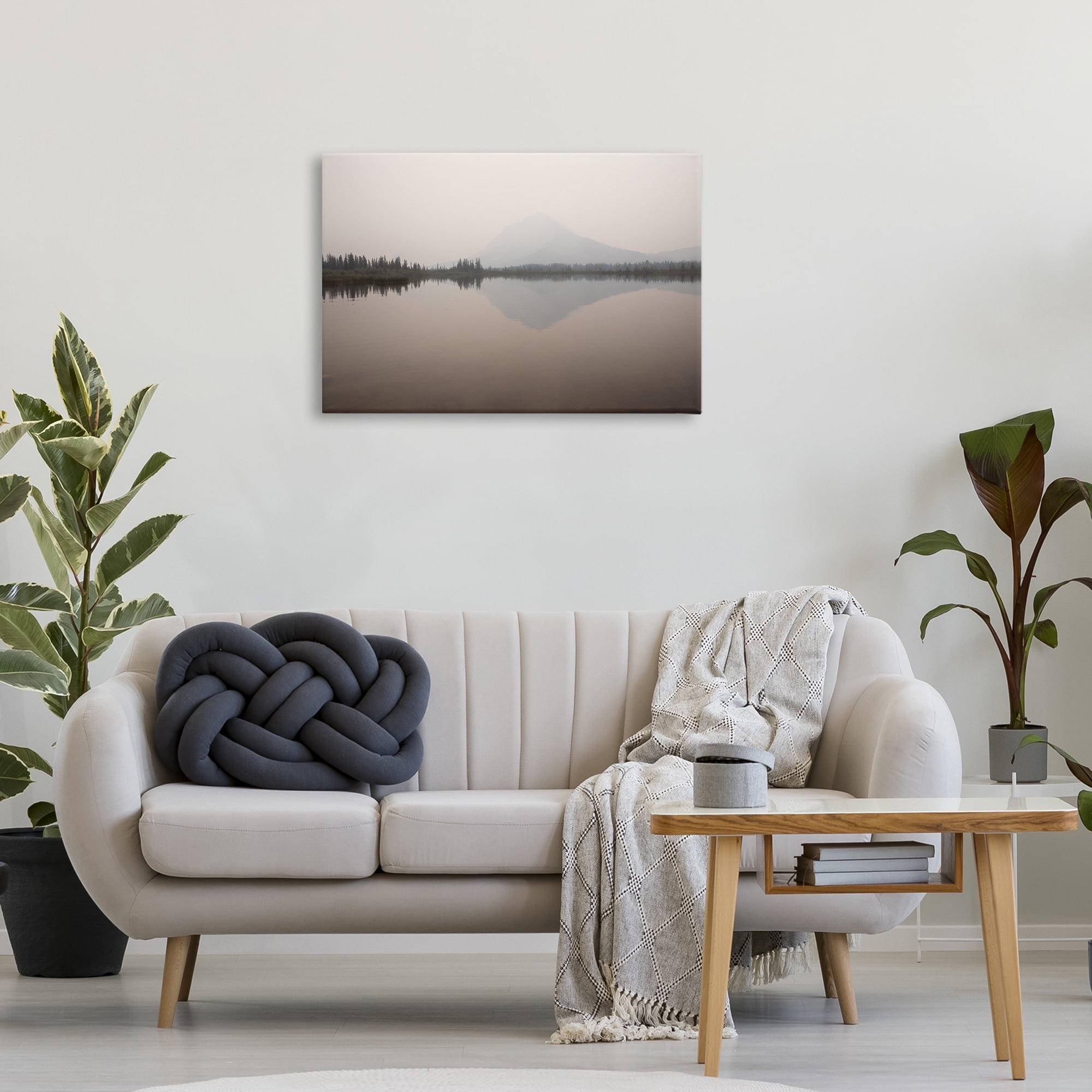 Stupell Industries Mountain Peak Reflecting Lake Landscape & Nature Photography Wrapped Canvas Art Print Wall Art, 30 x 20