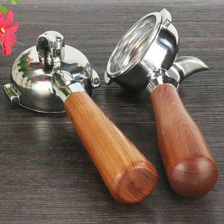 

Yesbay 5#8#MM Coffee Machine Filter Bottomless Portafilter Stainless Steel Wooden Handle Single Mouth Coffee Filter 6#