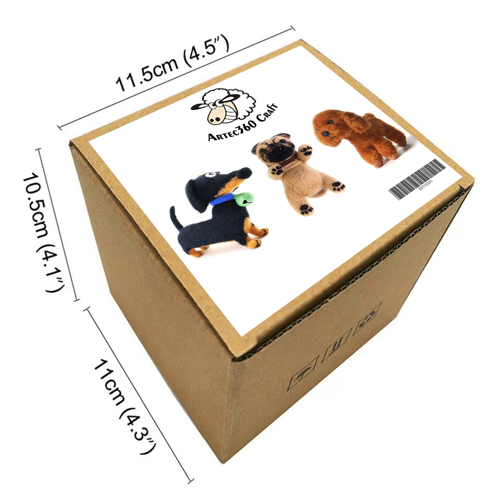 3 Lovely Dog Needle Felting Kits for Beginners - We Are Friends - 4 inch DIY Craft Kit for Christmas Day