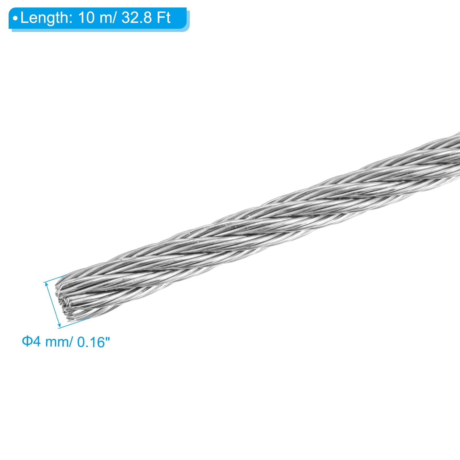 Uxcell 32.8 Ft Stainless Steel Picture Hanging Wire Kit with 6 Pcs M4 Aluminum Sleeve, Silver