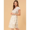 thumbnail image 2 of Vestido A Media Pierna Allegra K Con Cuello En V Y Manga Flutter Boho Floral Beige-Albaricoque XL, 2 of 6