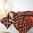 thumbnail image 4 of jejeloiu Red Leopard Pattern Queen Comforter Set,Cartoon Bowknot Ribbon Bedding Comforter Set For Cheetah Lover Reversible 3pcs, 4 of 8