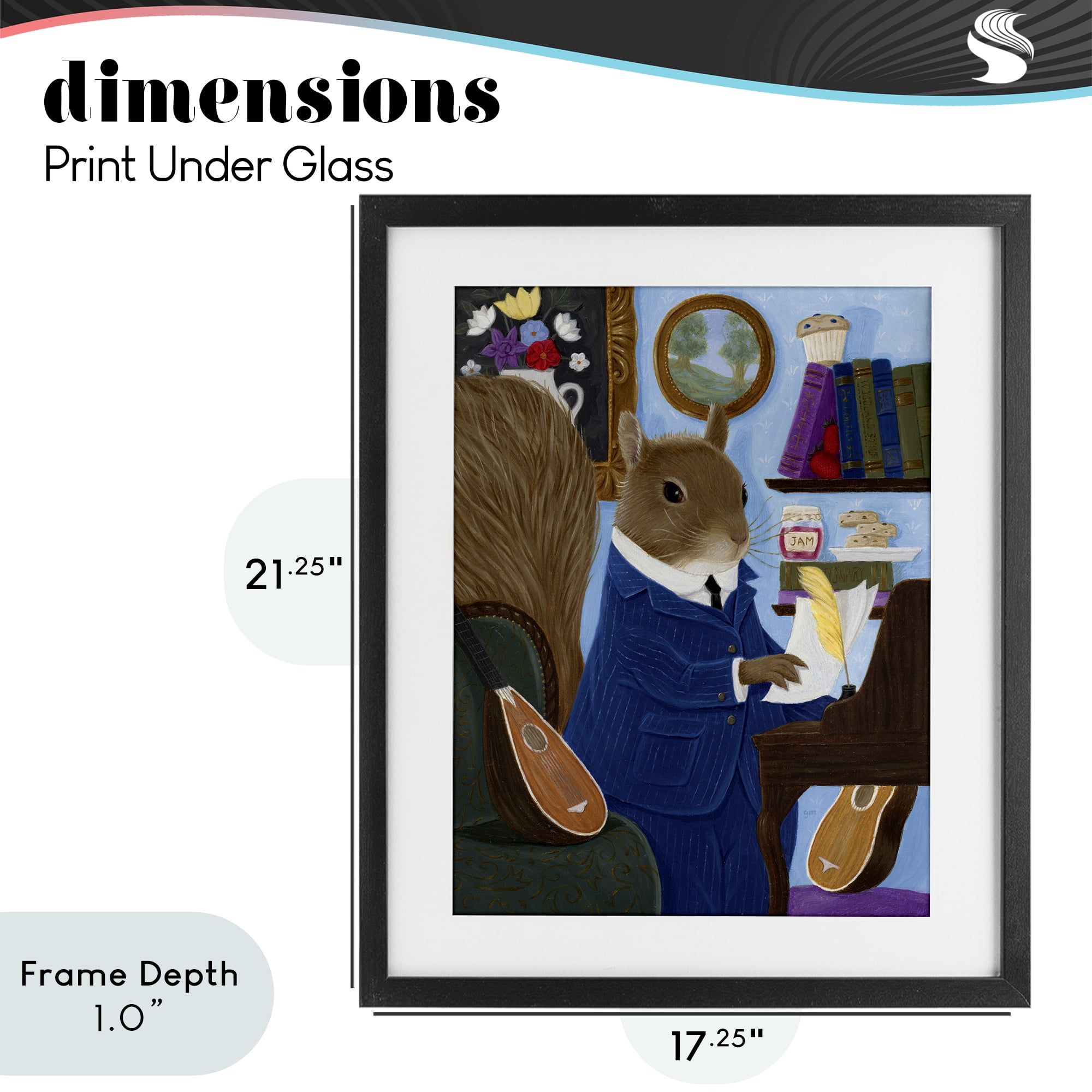 Stupell Industries Gentleman Squirrel Composing Black Framed Print Under Glass, design by Gina Matarazzo