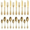 thumbnail image 4 of ZCF 24-Piece Gold Flatware Silverware Set,18/10 Heavy Duty Stainless Steel Flatware Service for 6,Cutlery Include Knife/Fork/Spoon/Coffee Spoon,Mirror Polished, Dishwasher Safety, 4 of 7