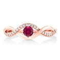 thumbnail image 2 of Gem Stone King 0.56 Ct Round Red Created Ruby 18K Rose Gold Plated Silver Ring, 2 of 3