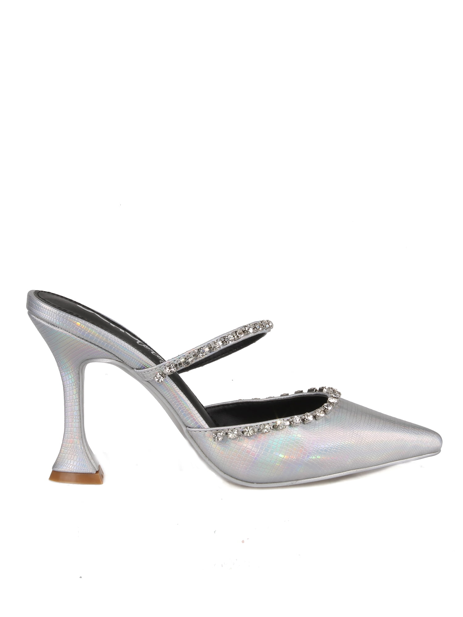 Ochotoros Slip On Women's Mule Pumps in Silver