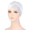 thumbnail image 5 of Solid Color Full Cover Inner Caps Forehead Cross Turban Stretch Hat for Women Head Scar, 5 of 7