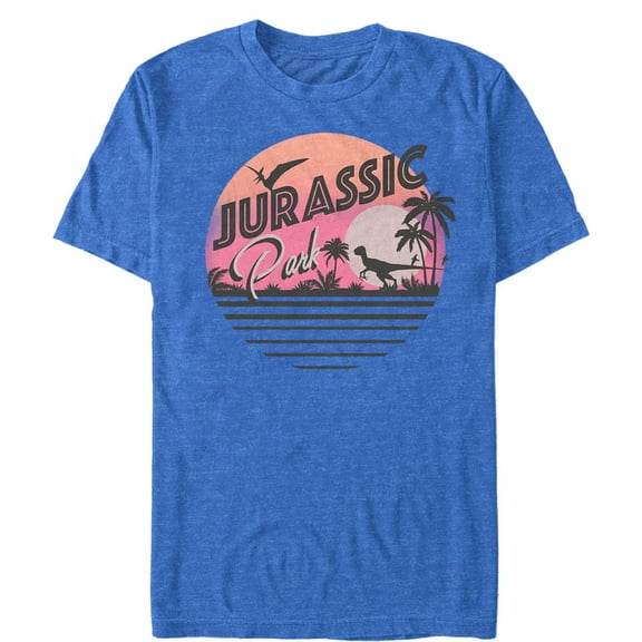 Men's Jurassic Park Retro Postcard  Graphic Tee Royal Blue Heather Medium