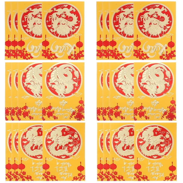 30 Pcs Enveloppes Rouges l'Année du Dragon Paquets Rouges Enveloppes de Chance Nouvel An Enveloppes Rouges (Style Aléatoire)