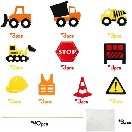 MALLMALL6 30Pcs Construction Centerpiece Sticks Birthday Party Supplies