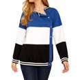 thumbnail image 3 of STARVNC Women Round Neck Long Sleeve Spliced Button Fastening Color Block Sweatshirt, 3 of 7