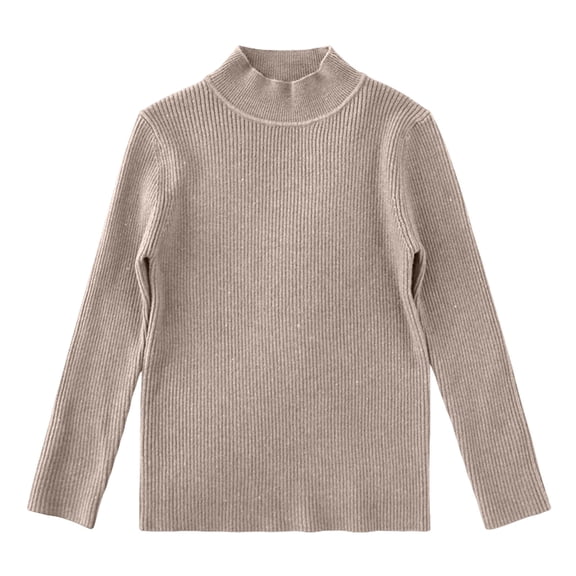 Rggeeun Baby Girls Sweaters Solid Color Winter Knit Soft Crew Neck Long Sleeve Thermal Tops For Kid Casual Versatile Pullover,Beige,3-4 Years