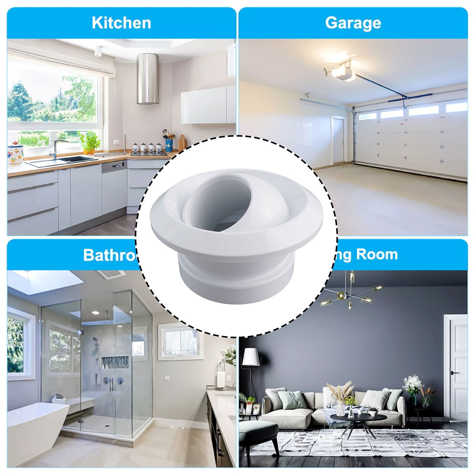6Inch Round Air Vent Adjustable Rotatable Ball Jet Air Diffuser Soffit Vent Ventilation Ducting Hose Louver Wall Ceiling Mounted