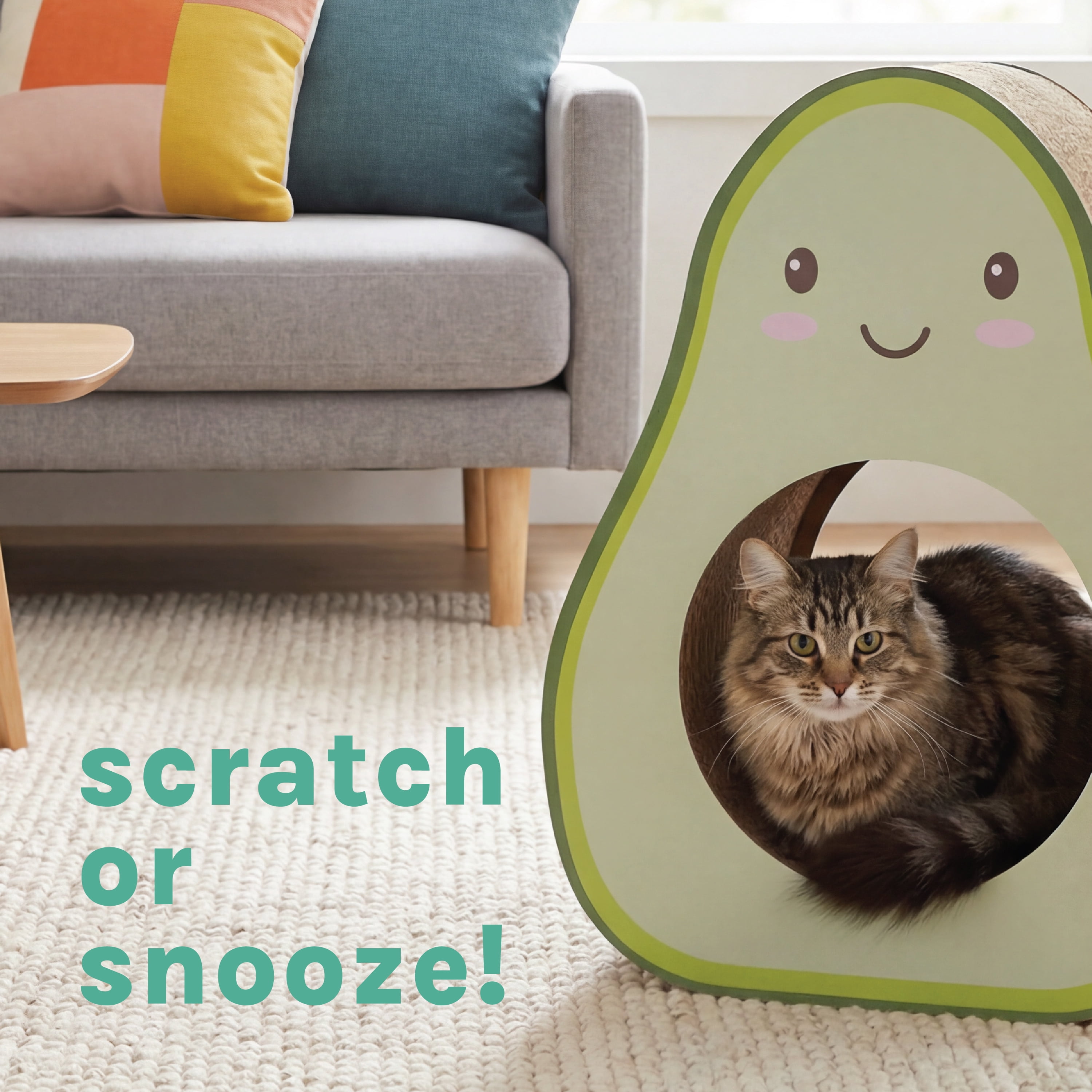 Kitty City Avocado Corrugated Cardboard Cat Scratching Pad with Catnip, Green, One Size