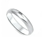 925 Sterling Silver Ring 3mm Dome Wedding Band Womens Engagement Classic Accent Ring