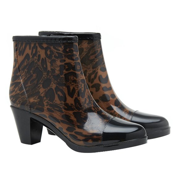 Worgeous Toddler Women's Water Boots Side Zipper Rain Boots Women's Miss 7.5 Leopard