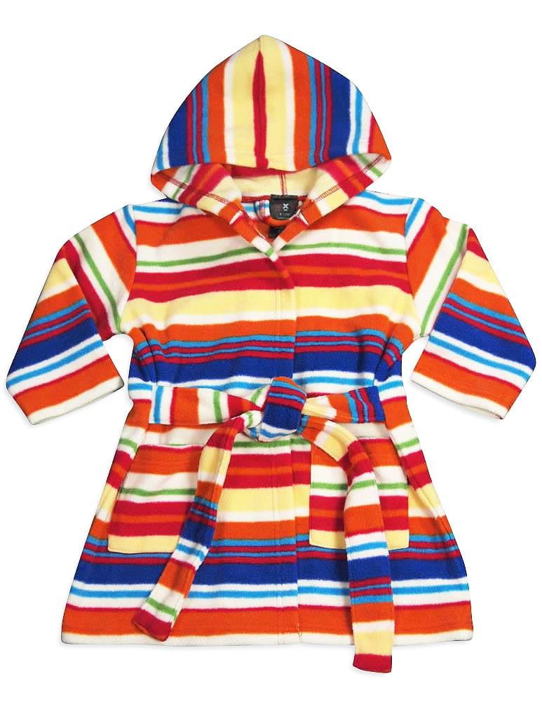 WXY WXY Babyboys Hooded Fleece Robe MULTI STRIPE 3 / 912 Months