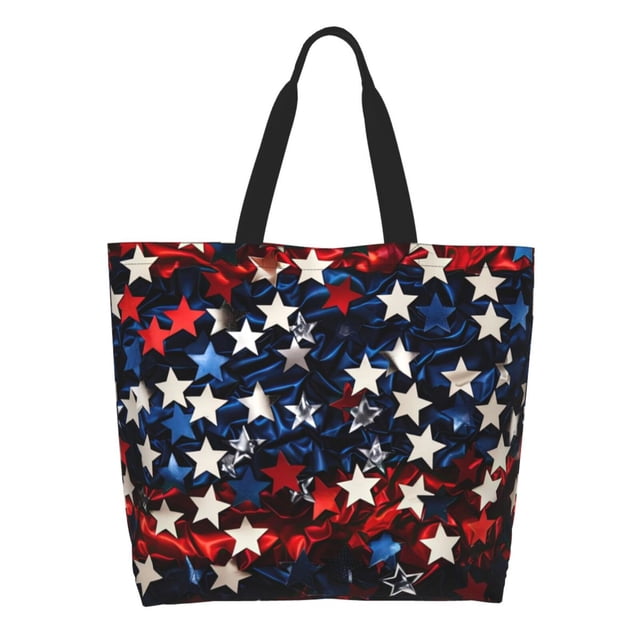 Disketp Red Blue White Stars Bolsa Tote Estampada para Mujer, Bolso de Hombro y de Mano para Compras y Viajes