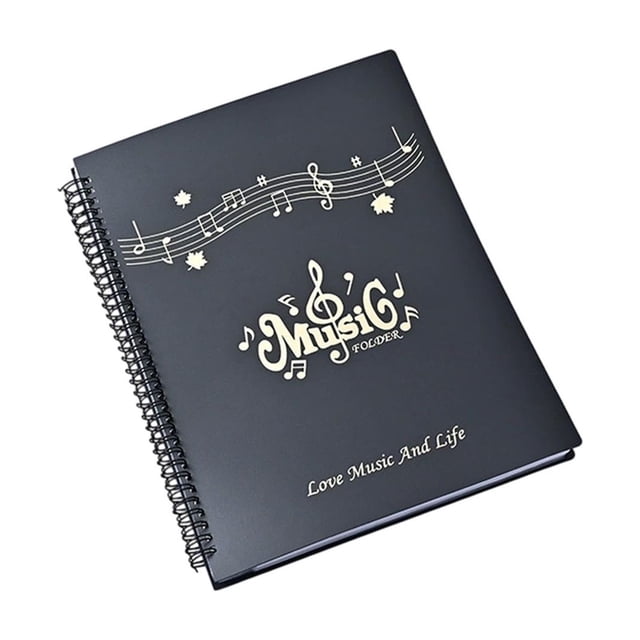 Eoozwa Dossier de Partitions A4 avec 20 Pages Transparentes, Inserts Mats Non Réfléchissants pour Piano Guitare, Couverture Embossée Or, Reliure à Plat en Spirale, 12.6 x 9.84 Pouces