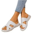 thumbnail image 5 of Fnooota Flat Sandals for Women, Open Toe Holiday Slip On Platform Summer Shoes Sandals White Size 9, 5 of 8